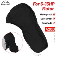 420D 6-15HP Boat Full Outboard Engine Cover Protection Waterproof Sunshade Dust-proof Black For 6-225HP Motor