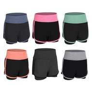 Women's 2-Layer Gym Pants Running Yoga Short Thigh Elastic Sweat Absorbent Sports Pants MA028 T4T2