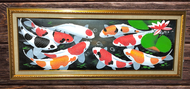 Lukisan Ikan Koi Fengshui Kanvas ukuran 30x90 cm lengkap dengan figura
