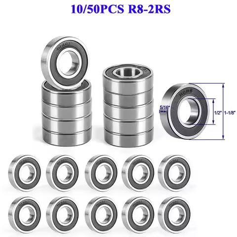 10/20PC R8-2RS Double Rubber Sealed Roller Ball Bearing 1/2 Inch Bore 1/2 x 1-1/8 x 5/16 Inch 12.7*2