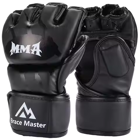 Half Finger Boxing Gloves PU Leather MMA Fighting Kick Boxing Gloves Karate Muay Thai Training Worko
