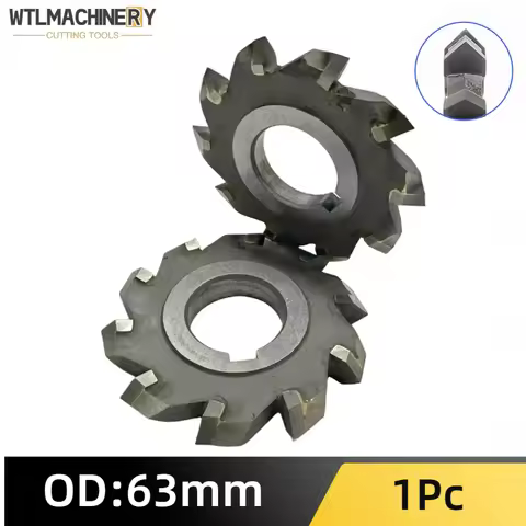 1Pc OD:63mm Carbide Double Angle Milling Cutter V Shape Slot Trapezoid Slot