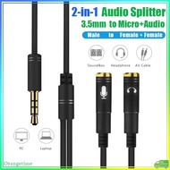 【Fast Delivery】2 In 1 Aux Audio Splitter Adapter 3.5mm Male To 2 Female Jack AUX Adapter Converter Splitter For Earphones PC Microphone