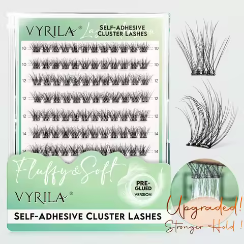VYRILA Self Adhesive Eyelashes No Glue Needed Lashes 10β16mm Pre Glued Cluster Lashes D Curl Soft Na
