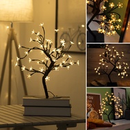 Cherry Blossom Tree Decorative Table Lamp 48 LED Top Bonsai Desk Light Crystal Flower Table Light for Bedroom Stock