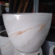 Pot tanah liat besar lukis marble t35cm d50cm //pot besar