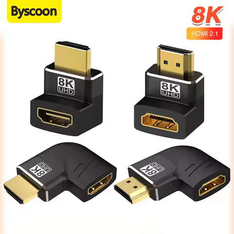 8K HDMI 2.1 Side Bend 90 Degree Adapter Extension Cable 8K@60Hz/4K@144Hz Display Adapter HDMI Male t