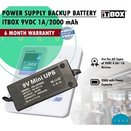 iTBOX 9VDC 1A/2000 mAh Power Supply Backup Battery Mini UPS TM-UPS900 | For 9VDC Fingerprint Attenda