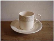 WH1418【四十八號老倉庫】全新 早期 韓國製 象牙瓷 咖啡杯 150cc 1杯1盤價
