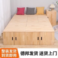 WJ02Solid Wood Storage Tatami Storage Bed Wooden Bed Small Apartment Master Bedroom1.8Bedside High Box Modern Box Simple
