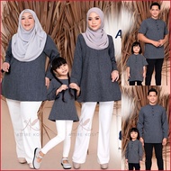 🌹SET FAMILY DENIM BLUE🌹 Set Sedondon Kurta Ayah &amp; Anak Lelaki Blouse Ibu &amp; Anak Perempuan Set Keluarga Baju Plus Size
