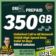 350GB ONEXOX 4G/5G Prepaid High Speed Simcard, Hotspot Simkad for Modem Router, CCTV, Car Android Pl
