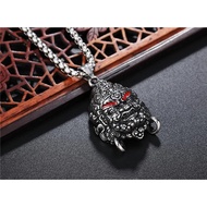 Men's necklace - Five Gods of Wealth - Red God of Wealth face - S7