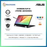 Asus 2-In-1 Laptop VivoBook Flip 14 TP470E-AEC544WS 14'' FHD Touch ( I3-1115G4, 8GB, 512GB SSD, Intel, W11, HS )