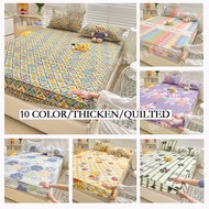 (10 Color) Cute Rainbow Bedsheet Colorful Pink Mattress Protector Cover Kid Fitted Bed Sheet Cadar Single Queen King Size