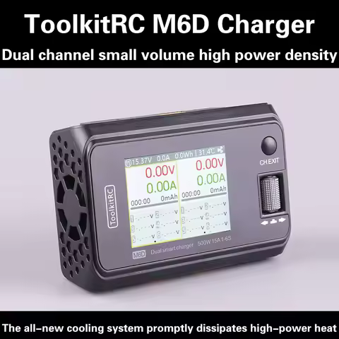 ToolkitRC M6D V3 500W 15A DC Dual Channel MINI Smart Charger Discharger For 1-6S Lipo Battery FPV Mo