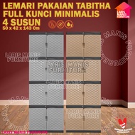 LEMARI PAKAIAN PLASTIK FULL KUNCI 4 SUSUN LEMARI TABITHA PENGUNCIAN TABITHA 4 SUSUN LEMARI PAKAIAN L