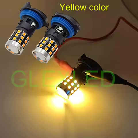 2Pcs White Yellow No Error HP24W G4 LED Bulbs For Citroen C5 Daytime Running Lights Lamp For Peugeot