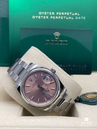 115200全新Rolex Oyster Perpetual系列115200 PINK 恆動白條粉紅色錶盤34mm女錶