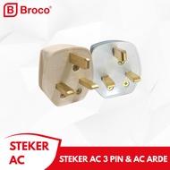 AC Plug 3-Prong WhiteBroco - Safe Electrical Plug for AC 3 pin socket 3 pin plug