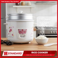 Standard Rice Cooker 2.5 Liters with Steamer 18 Cups of Rice with Measuring Cup & Rice Ladle