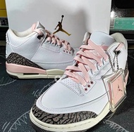 [Colorful] Suitable for Air Jordan 3 White Cement Distressed Basketball Shoes White Gray Shoelace 20