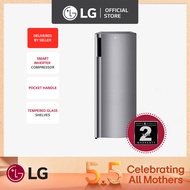 LG 7 cu. ft 1-Door Refrigerator, Smart Inverter Compressor, 10 Year Warranty on Compressor, 2 Year Warranty on Parts and Service, Pocket Handle, Tempered Glass Shelves GR-Y331SLZB Delivered by Seller (Free Gift)