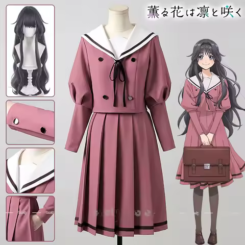 Anime Kaoru Hana wa Rin to Saku Kaoruko Waguri Cosplay Costume Wig Uniform Skirt Headband Props JK S