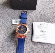 พร้อมสต็อก ！แท้ 100% Guess Watch ขนาดหน้าปัด 38mm W1053L1 W1053L3 W1053L7 ตัวเรือนสีทอง สายซิลิโคนสีด