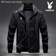 【jacket】 [Pakaian motosikal] Kulit lelaki Playboy VIP musim luruh dan musim sejuk serta jaket kasual baldu tebal versi Korea mant