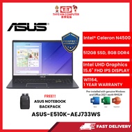 ASUS-E510K-AEJ733WS-BLK-INTELCELERONN4500,8GBR4,512GBSSD,INTELHD,15.6"HD,W1164,1YR,H&S