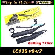 Yamaha LC135 V2-V7 LC 5S EXHAUST EKZOS APIDO 28MM STANDARD (CUTTING Y15ZR) COMPLETE SET EXHAUST COVE