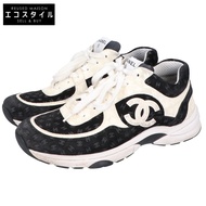 香奈兒 G39232 白色 x 黑色麂皮 Coco Mark 運動鞋，41 碼 [二手]