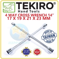 TEKIRO 14'' 4 WAY CROSS WRENCH 17MM X 19MM X 21MM X 23MM CROSS WHEEL WRENCH 4 IN 1 SOCKET WRENCH SQU