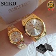 Seiko 5 21 Jewels Silver Dial Stainless Steel Couple Watch for Men Watch for Women(Gold)(Free Box)