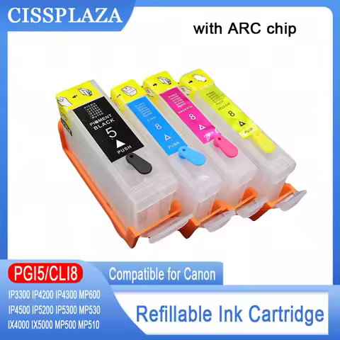 PGI5BK CLI8 Refillable Ink Cartridge Compatible For Canon IX4000 IX5000 IP3300 IP3500 MP510 MP520 MX