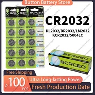 SCRCEO CR2032 Lithium Battery 3V 200mAh DL2032,5004LC Compatible Long Lasting for Car Key Fob,Remote