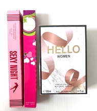 AUTHENTIC HELLO WOMEN 100ML PERFUME WITH 2X 35ML LONG BOTTLE PERFUME