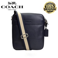 (100% ORIGINAL) BIG SALE ! TERMURAH ! COACH Flight Bag Men Crossbody Black with Stripe - Tas Selempang Coach BRanded Pria Asli