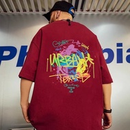 【M-8XL wearable130KG】American Colorful letters TEX Print T-shirt Men's Short Sleeve Loose Large Size