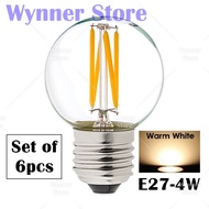 Wynner Store [6pcs] 4w Led E27 Bulb Ping Pong Bulb Clear Globe Led Bulb Mentol LED Warmwhite Bulb (L