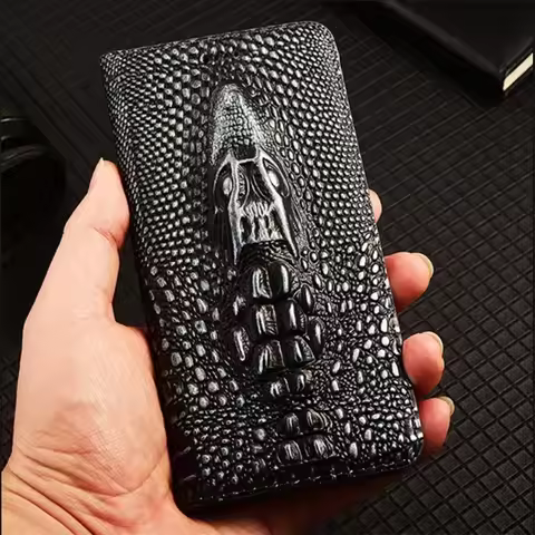Genuine Leather Case For Xiaomi Mi Mix Civi 1S 2 2S 3 4 Max 2 3 CC9 Pro Retro 3D Crocodile Head Shoc