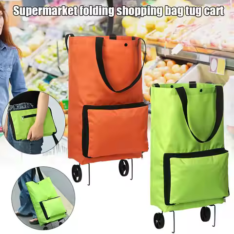 Newly Folding Shopping Bag On Wheels High Capacity Supermarket Folding Shopping Bag Extendable Veget
