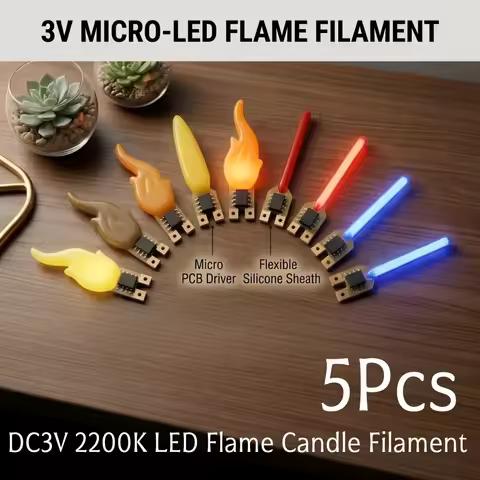 5Pcs DC3V LED Flame Candle Filament Flash Flowing Diode DIY Edison LED Bulb Accessories for Birthday