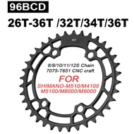 96BCD MTB Chainring Mountain Bike BCD 96mm 32T 34T Crown 26T-36T Bicycle Chainring for FC-M4100 MT51