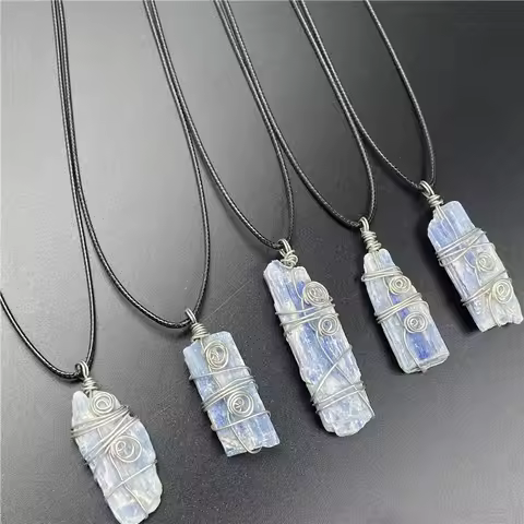 Winding Kyanite Irregular Raw Ore Necklace Men Women Natural Gem Stone Mineral Healing Energy Pendan