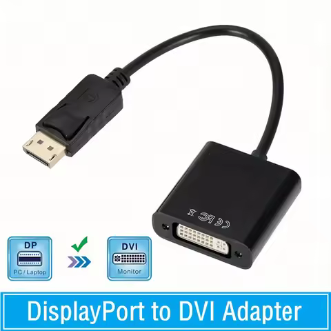 DisplayPort to DVI Adapter Display Port DP to DVI Converter HD 1080p Male to Female For PC Laptop HD