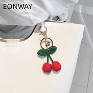 EONWAY Cherry Keychain, Plant Handmade Yarn Yarn Keychain,  Dripping Cherry Dripping Cherry Keychain