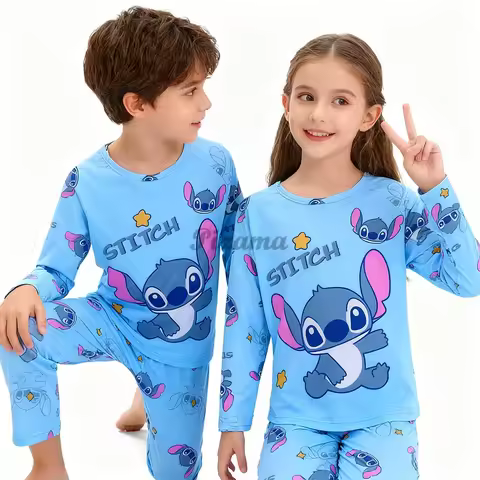 Pigiama Stitch Spring Autumn Full Sleeve Stitch Pyjamas Sets Kids Clothes Boys Children's Sleepwear 