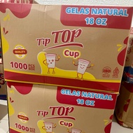 (1 BOX) TipTop 18oz Slim Flat Plastic Cups, 1000 pcs 8.5 grams Flat Glass/s 18oz SlimBENINGs